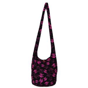 Skull Bohemian Boho Hobo Hiie Gothic Crossbody Bag Purse 33" Black :|